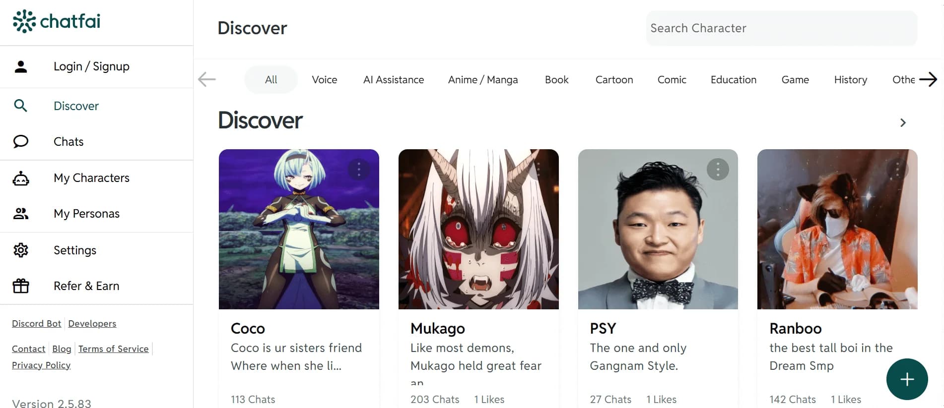 ChatFAI AI Chatbot - Chat with Fictional Character - AIListingTool