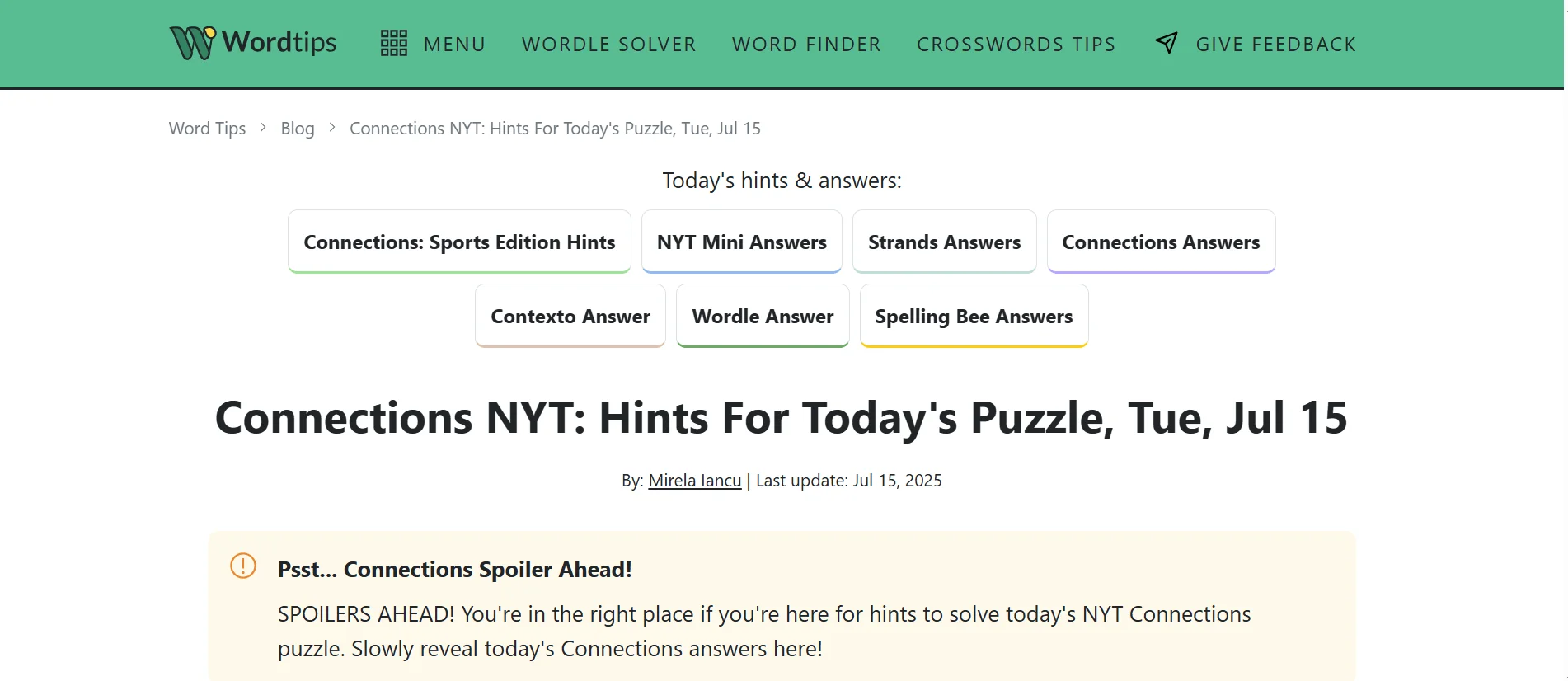 Connections Hint - Daily NYT Puzzle Help & Tips - AIListingTool