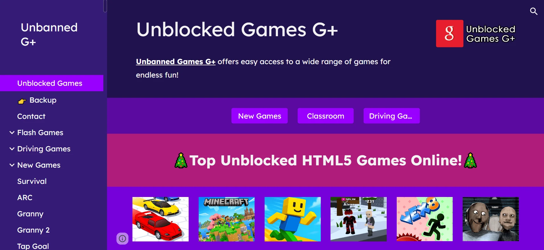 Unblocked Games G+: Free School Gaming Platform - AIListingTool